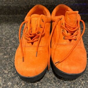 Vibrant Orange Suede Sneakers Bohemian/ Gypsy style sz 9